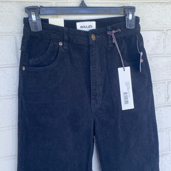 NWT Free People Rolla's Original High Rise Straight Fit Black Corduroy 26 - Picture 3 of 10